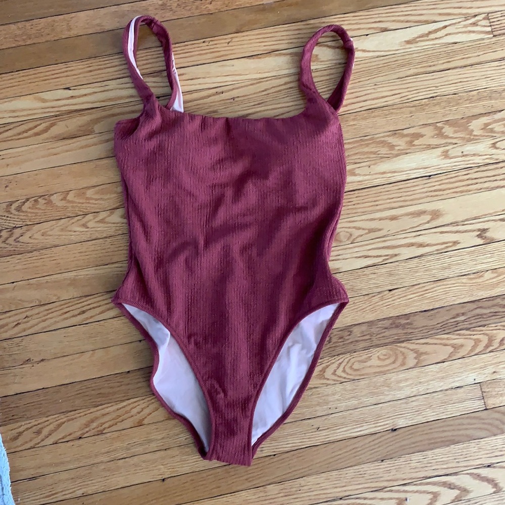 JCrew women’s textured squareneck one-piece bathing suit.